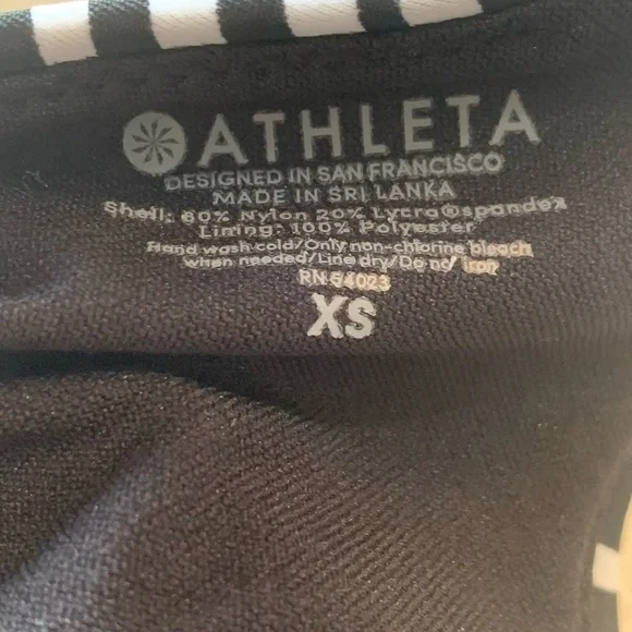 Athleta Swim Square Neck Bikini Top Bra XS Black White 64023 Stretch Mesh Detail - Picture 5 of 9